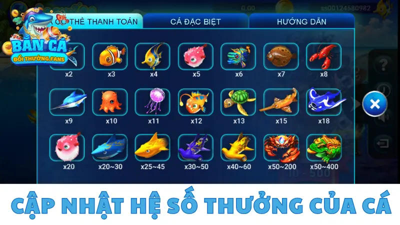 Mega Fishing: Vua câu cá kiếm triệu xu từ loạt boss khủng 2 Cập nhật hệ số thưởng của cá trong game Mega Fishing