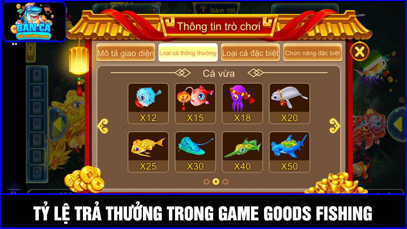 Gods Fishing: Cuộc săn kho báu đại dương kịch tính từng giây 3 Tỷ lệ thưởng trong Gods Fishing